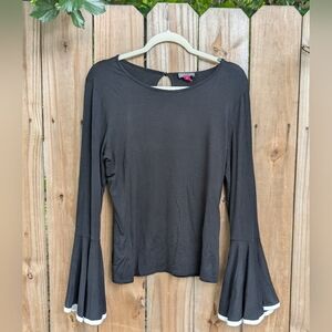 Vince Camuto Black Knit Bell Sleeve Blouse